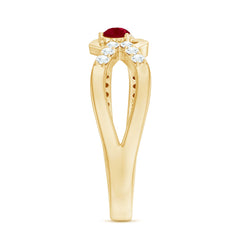 Natural Ruby Heart Promise Ring with Diamond Split Shank