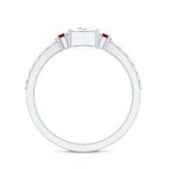 Lab Grown Diamond 5 MM Princess Cut Engagement Ring With Ruby