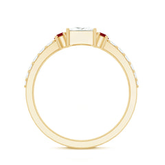 Lab Grown Diamond 5 MM Princess Cut Engagement Ring With Ruby