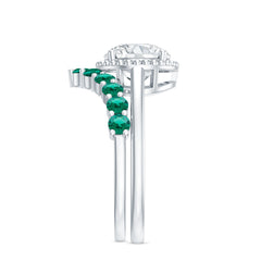 Certified Lab Grown Diamond 8 MM Engagement Ring With Emerald Enhancer
