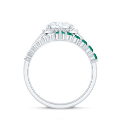 Certified Lab Grown Diamond 8 MM Engagement Ring With Emerald Enhancer