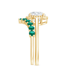 Certified Lab Grown Diamond 8 MM Engagement Ring With Emerald Enhancer