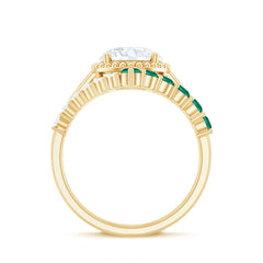 Certified Lab Grown Diamond 8 MM Engagement Ring With Emerald Enhancer