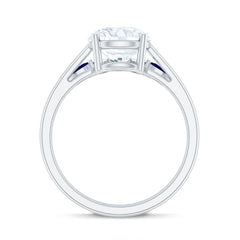Certified Lab Grown Diamond Designer Engagement Ring Set With Sapphire