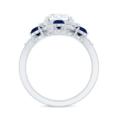 Certified Lab 2 Carat Diamond Engagement Ring With Blue Sapphire Enhancer