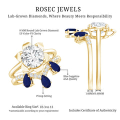 Certified Lab 2 Carat Diamond Engagement Ring With Blue Sapphire Enhancer