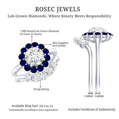Certified 7 MM Lab Grown Diamond Engagement Ring with Enhancer