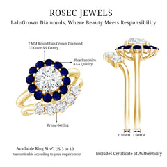 Certified 7 MM Lab Grown Diamond Engagement Ring with Enhancer