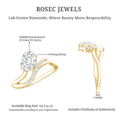 Certified Lab Grown Diamond 6X8 MM Oval Engagement Ring For Women