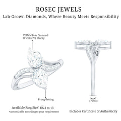 Certified Lab Grown Diamond 2 Stone Engagement Ring For Women