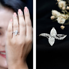 Certified Lab Grown Diamond 2 Stone Engagement Ring For Women