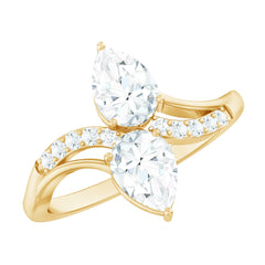 Certified Lab Grown Diamond 2 Stone Engagement Ring For Women
