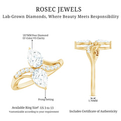Certified Lab Grown Diamond 2 Stone Engagement Ring For Women