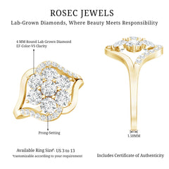 Certified Lab Grown Diamond Flower Statement Ring