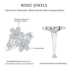 Certified Lab Grown Diamond Flower Engagement Ring For Women