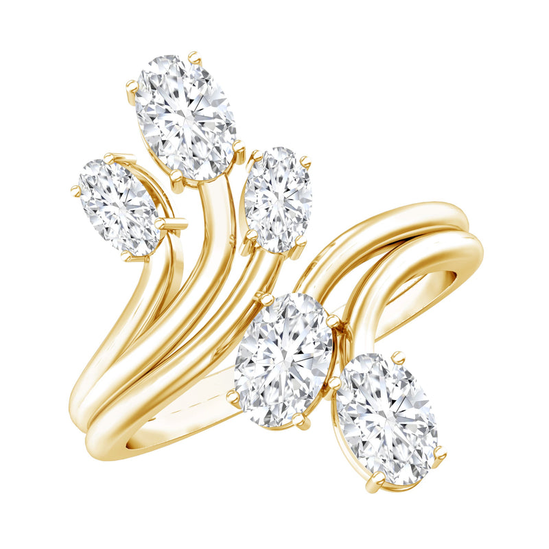 Certified Oval Lab Grown Diamond Designer Cocktail Ring