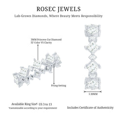 Certified Princess Cut Lab Grown Diamond Eternity Wedding Ring