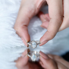 Certified 6X8 MM Lab Grown Diamond Bezel Set Engagement Ring