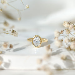 Certified 6X8 MM Lab Grown Diamond Bezel Set Engagement Ring