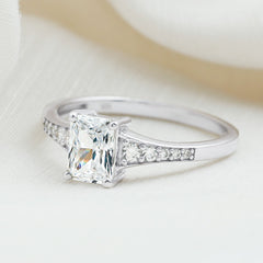 Brilliant Cut 7X5 MM Lab Grown Diamond Emerald Cut Engagement Ring