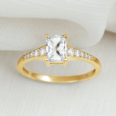 Brilliant Cut 7X5 MM Lab Grown Diamond Emerald Cut Engagement Ring