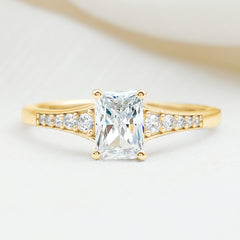 Brilliant Cut 7X5 MM Lab Grown Diamond Emerald Cut Engagement Ring