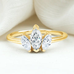 Marquise Cut Lab Grown Diamond 3 Stone Engagement Ring