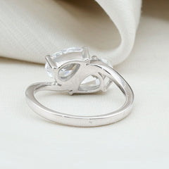 6X8 MM Pear Shaped Lab Grown Diamond Two Stone Engagement Ring