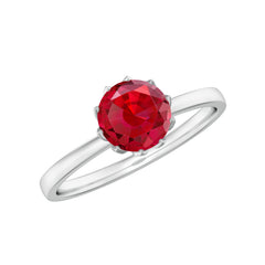 Certified 1.3 Carat Lab Grown Ruby Engagement Ring in Lotus Basket Setting