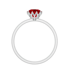 Certified 1.3 Carat Lab Grown Ruby Engagement Ring in Lotus Basket Setting