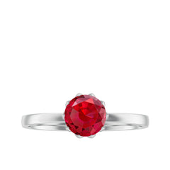Certified 1.3 Carat Lab Grown Ruby Engagement Ring in Lotus Basket Setting