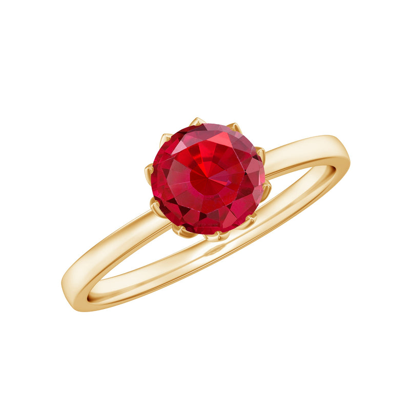 Certified 1.3 Carat Lab Grown Ruby Engagement Ring in Lotus Basket Setting