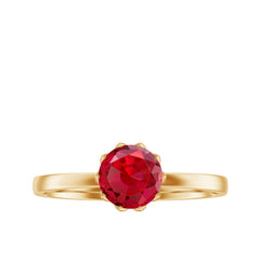 Certified 1.3 Carat Lab Grown Ruby Engagement Ring in Lotus Basket Setting