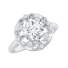 Moissanite Vintage Looking Engagement Ring with Certificate