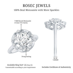 Moissanite Vintage Looking Engagement Ring with Certificate