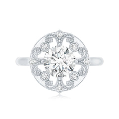 Moissanite Vintage Looking Engagement Ring with Certificate