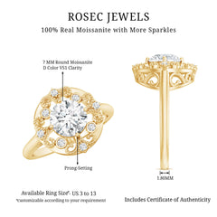 Moissanite Vintage Looking Engagement Ring with Certificate