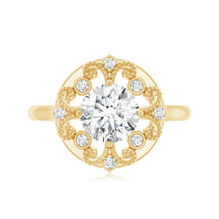 Moissanite Vintage Looking Engagement Ring with Certificate