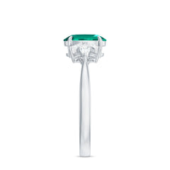 1.25 CT Lab Created Emerald Oval Engagement Ring with Diamond Trio