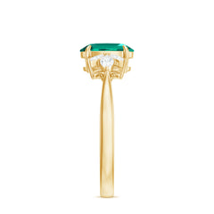 1.25 CT Lab Created Emerald Oval Engagement Ring with Diamond Trio