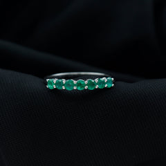 Certified 7 Stone Emerald Half Eternity Band for Women