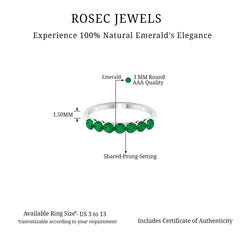 Certified 7 Stone Emerald Half Eternity Band for Women
