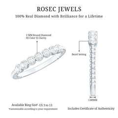 Bezel Set Round Diamond Half Eternity Ring