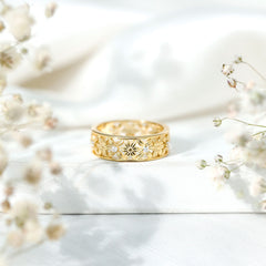 Real Diamond Flower Wedding Band for Women