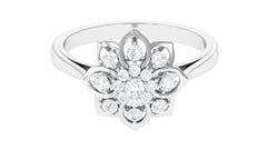 Certified Natural Diamond Flower Engagement Ring