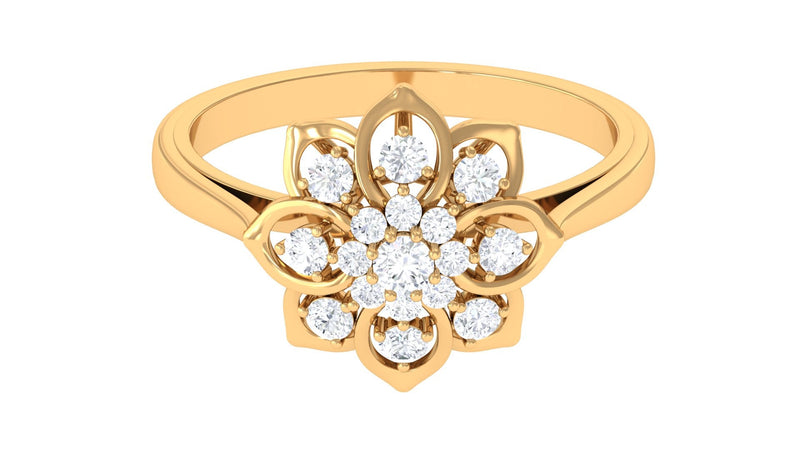 Certified Natural Diamond Flower Engagement Ring