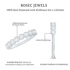 Real Diamond Hexagon Half Eternity Ring for Women