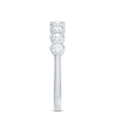 Real Diamond Hexagon Half Eternity Ring for Women