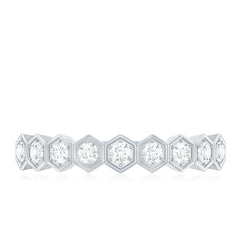 Real Diamond Hexagon Half Eternity Ring for Women