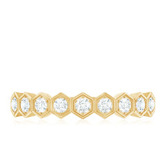 Real Diamond Hexagon Half Eternity Ring for Women